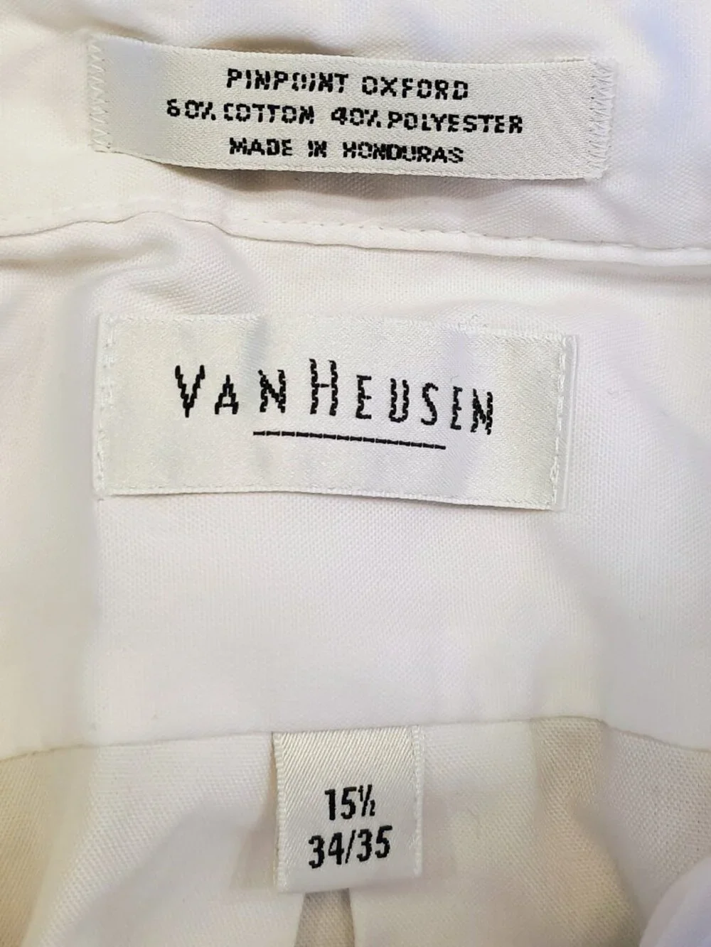 Van Heusen Men's White Pinpoint Oxford Dress Shirt Button Down 15½ 34/35 Long Sl